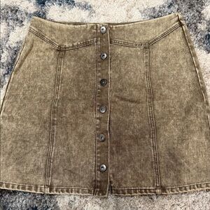 She + Sky Tan Button-Front Mini Skirt